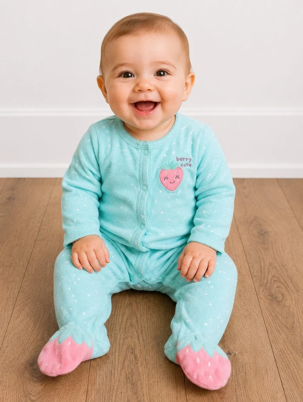 9m Carter's Terry Cloth Strawberry Footie pjs